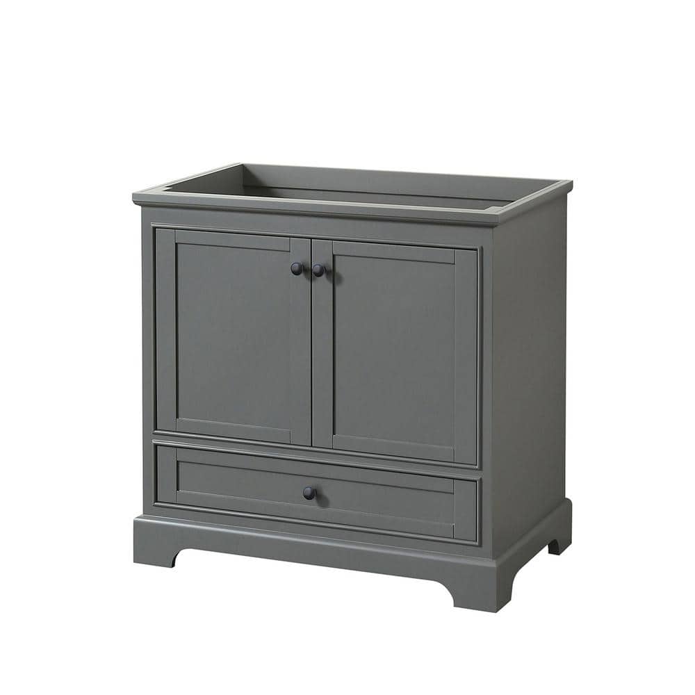 Wyndham Collection Deborah 35.25" Dark Gray Bathroom Vanity Cabinet without Top