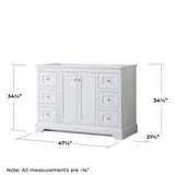 Wyndham Collection Avery 47.25" White Bathroom Vanity Cabinet
