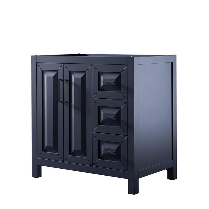Wyndham Collection Daria 35" Bathroom Vanity Cabinet in Dark Blue, Freestanding