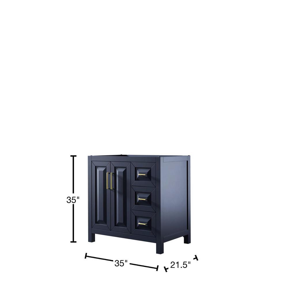 Wyndham Collection Daria 35 in. Dark Blue Bathroom Vanity Cabinet