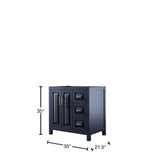 Wyndham Collection Daria 35 in. Dark Blue Bathroom Vanity Cabinet