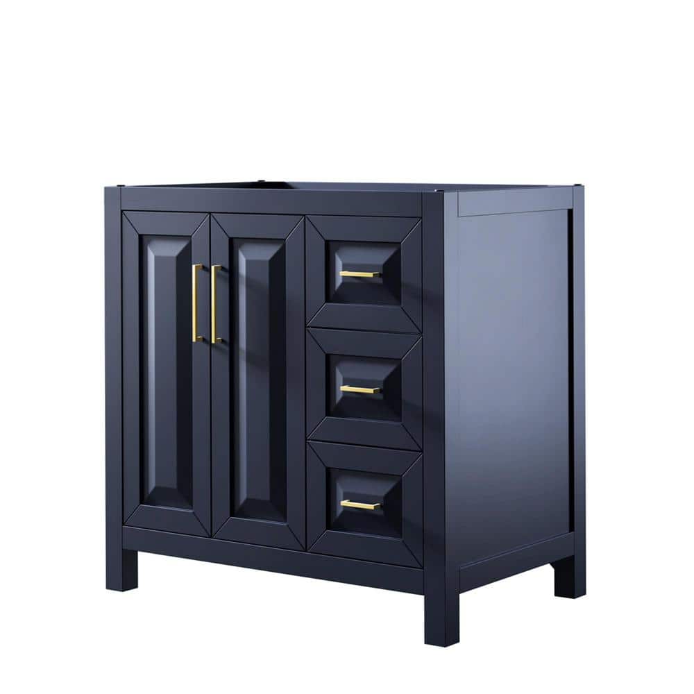 Wyndham Collection Daria 35 in. Dark Blue Bathroom Vanity Cabinet
