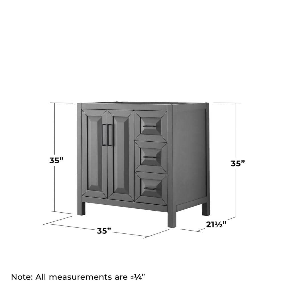 Wyndham Collection Daria 35" Bathroom Vanity Cabinet, Dark Gray, Freestanding