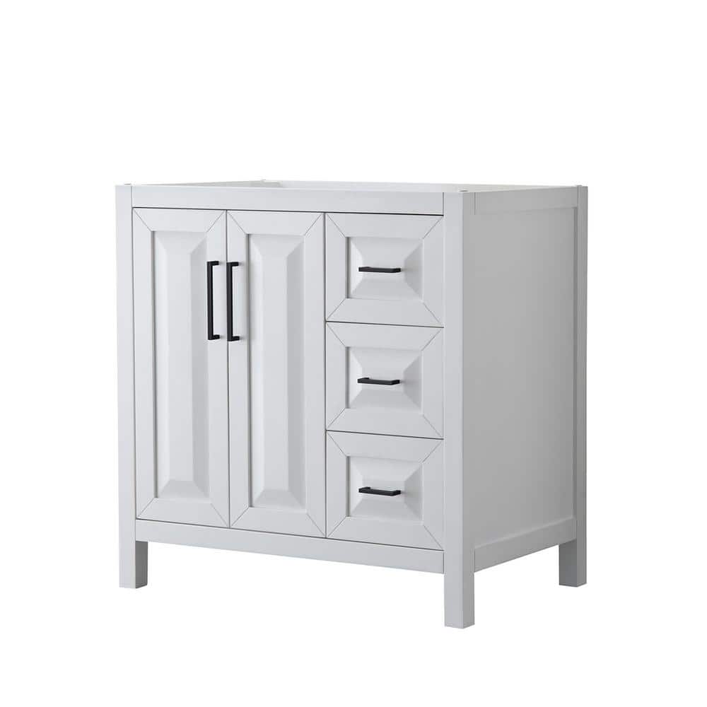 Wyndham Collection Daria 35" Bathroom Vanity Cabinet, White, Freestanding Design