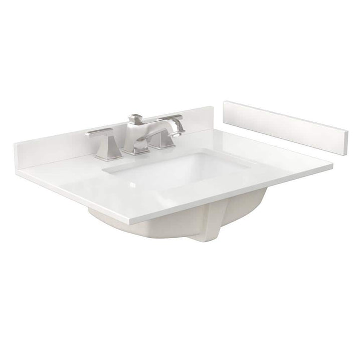 Wyndham Collection 30 in. Quartz White Bathroom Vanity Top with Sink
