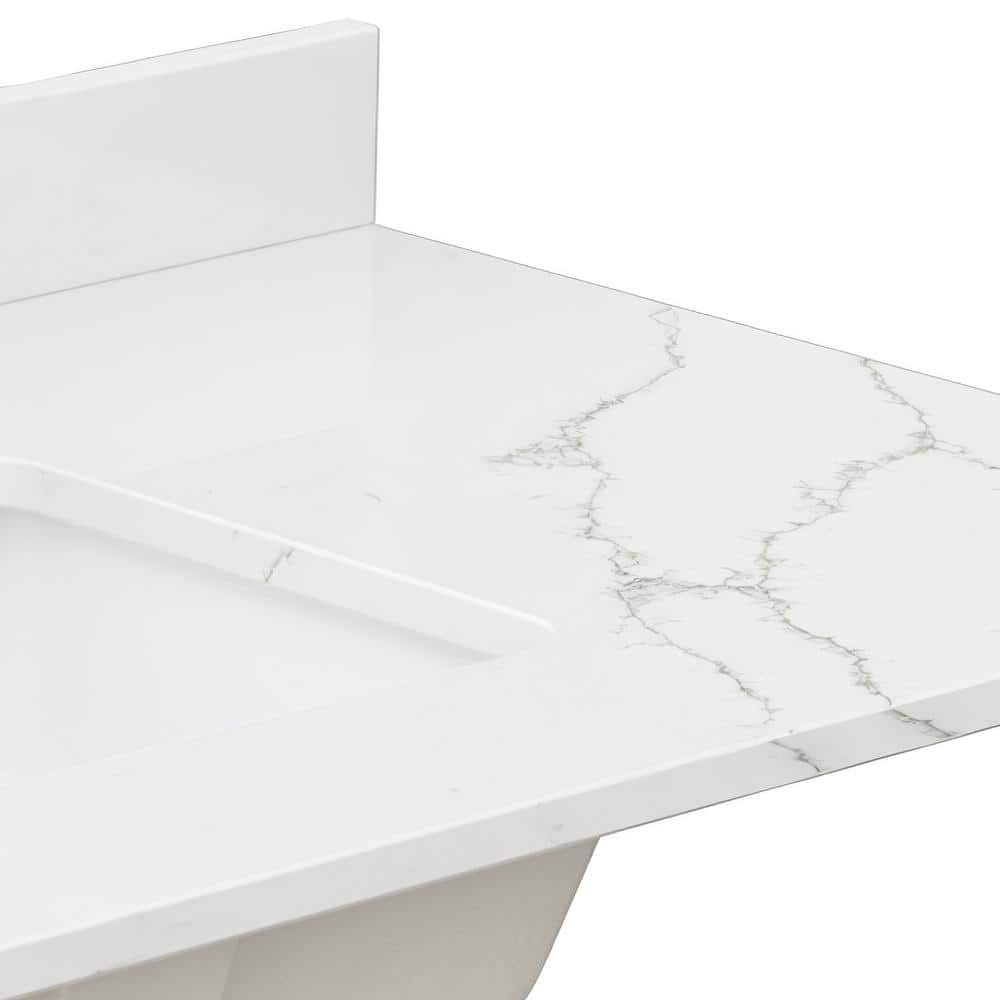 Wyndham Collection 42 in. Quartz White Bathroom Vanity Top with Sink