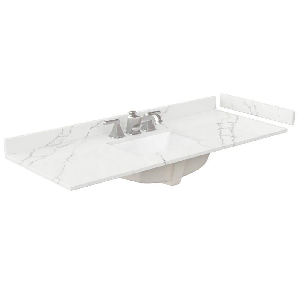 Wyndham Collection 54" Quartz White Single Sink Bathroom Vanity Top in Giotto