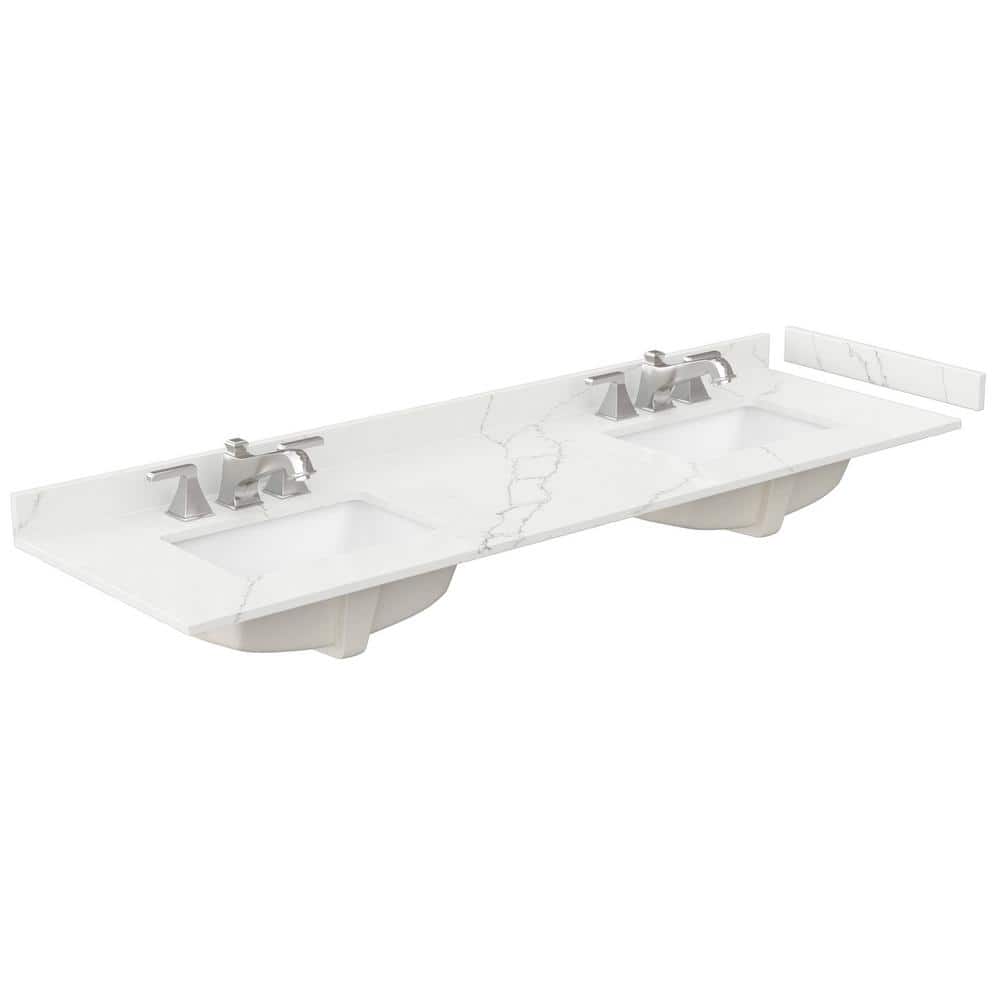 Wyndham Collection 72 in. Quartz Double Sink Vanity Top in Giotto