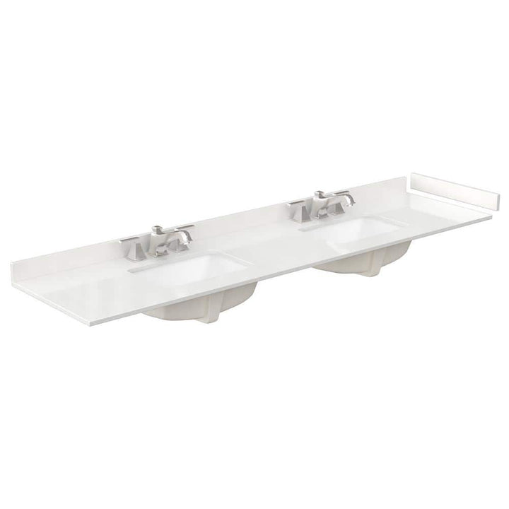 Wyndham Collection 84 in. Quartz Double Sink Bathroom Vanity Top with Backsplash