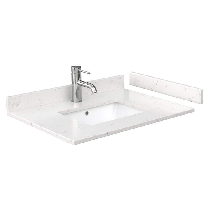 Wyndham Collection 30 in. Cultured Marble Vanity Top with White Basin, Light-Vein Carrara