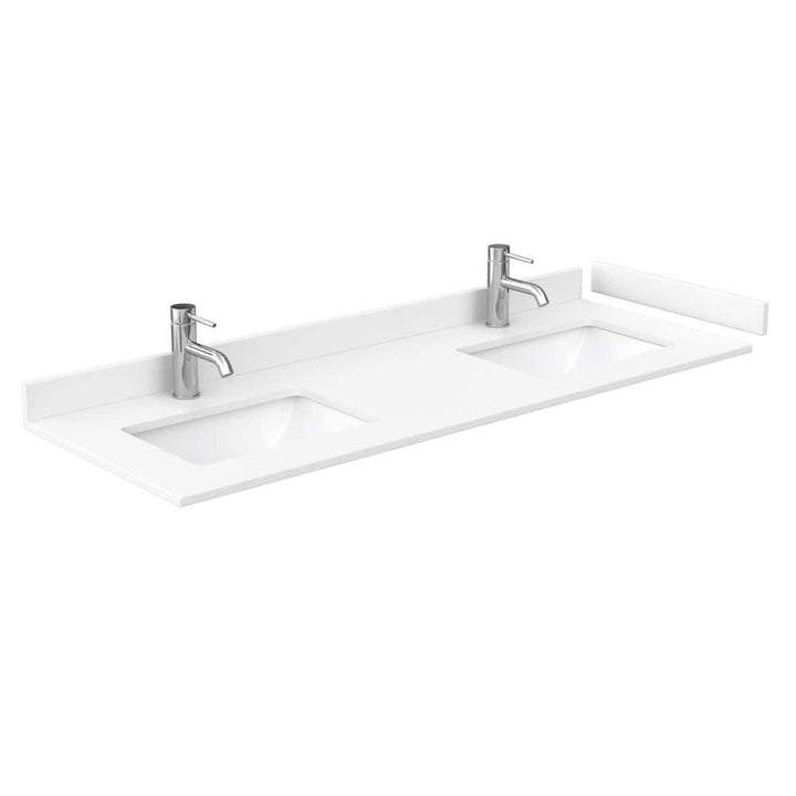 Wyndham Collection 60 in. Cultured Marble Double Basin Vanity Top with White Basins