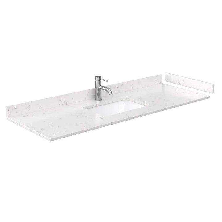 Wyndham Collection 60 in Cultured Marble Vanity Top with White Basin and Backsplash