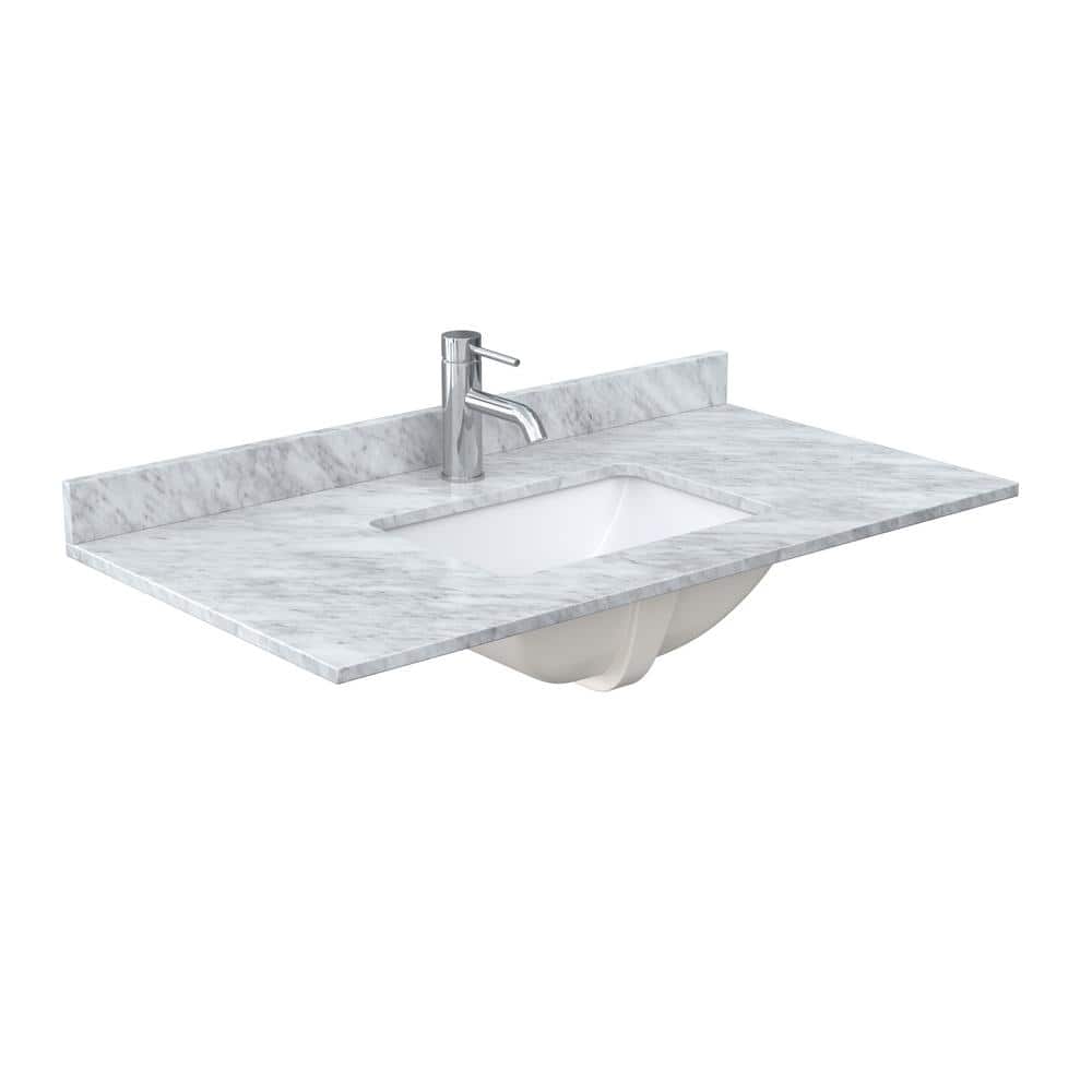 Wyndham Collection 42 in. Marble White Bathroom Vanity Top with Sink