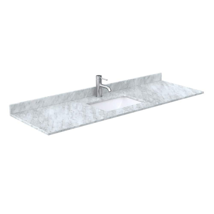 Wyndham Collection 66 in. Marble Vanity Top with Sink in White Carrara