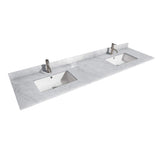 Wyndham Collection 80 in. Marble Double Basin Vanity Top with White Carrara Finish