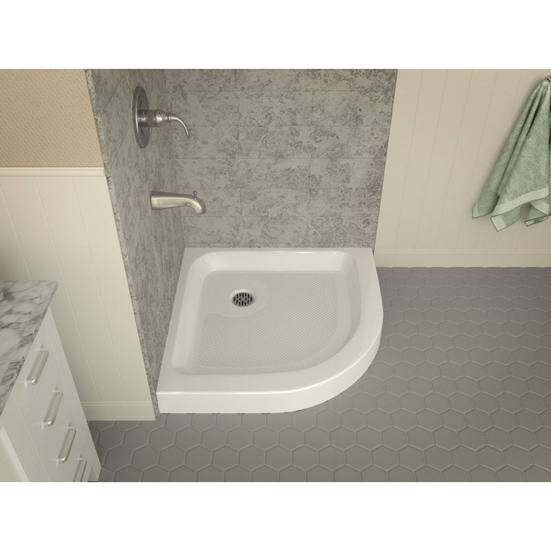 ANZZI Randi 36 in. x 36 in. Neo-Round Double Threshold Shower Base, Gloss White, Center Drain