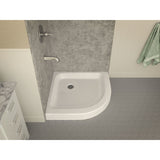 ANZZI Randi 36 in. x 36 in. Neo-Round Double Threshold Shower Base, Gloss White, Center Drain
