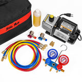 XtremepowerUS 1/4 HP 3 CFM Air Vacuum Pump HVAC A/C Refrigerant Kit with AC Manifold Gauge Set