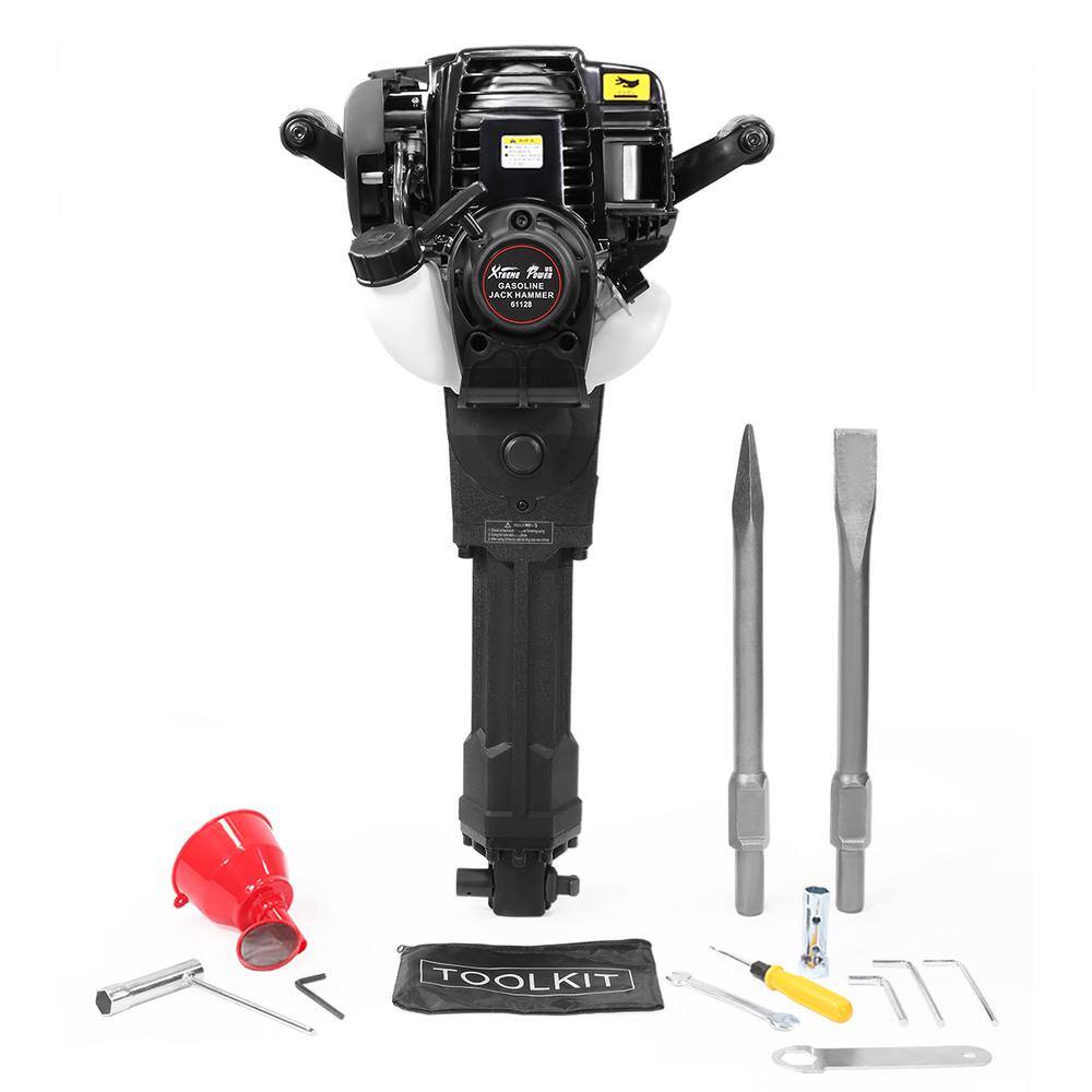 XtremepowerUS 38cc Gas Powered 4-Stroke Demolition Concrete Breaker Drill Jack Hammer with 2 Chisel - EPA Certified