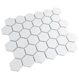 Merola Tile Metro Hex 2" Glossy White Porcelain Mosaic, 11-1/8 in. x 12-5/8 in. Sheet (9.64 sq. ft. per Case)
