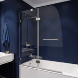 ANZZI HERALD Series 48 in. W x 58 in. H Frameless Hinged Tub Door, Brushed Nickel, with Towel Bar & Handle
