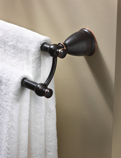 Moen Caldwell 24-in Mediterranean Bronze Wall Mount Double Towel Bar