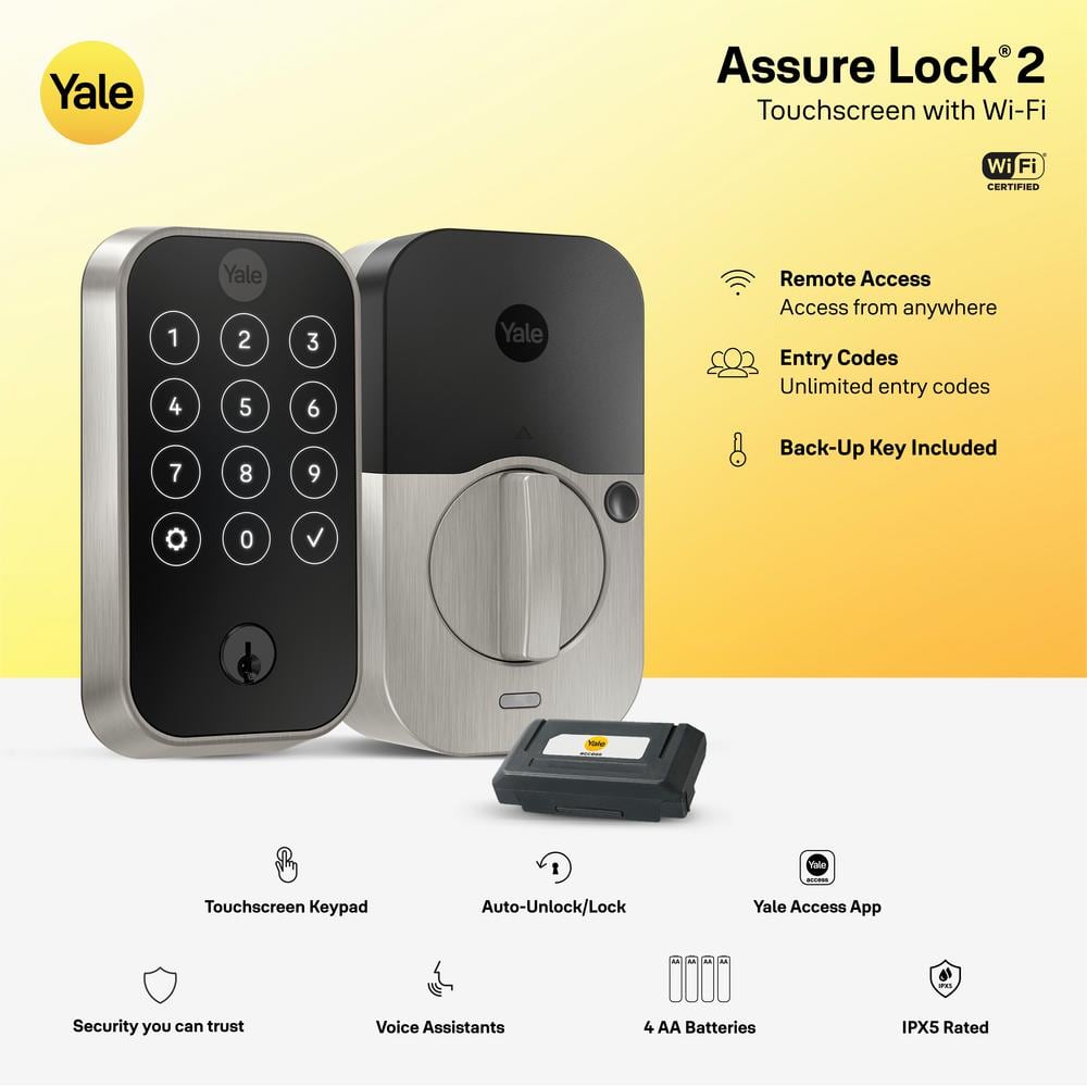 Yale Assure Lock 2; Smart Door Lock with WiFi and Touchscreen Keypad; Black Suede