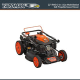 YARDMAX 22 in. 201 cc SELECT PACE 6 Speed CVT High Wheel RWD 3-in-1 Gas Walk Behind Self Propelled Lawn Mower