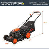 YARDMAX 22 in. 201 cc SELECT PACE 6 Speed CVT High Wheel FWD 3-in-1 Gas Walk Behind Self Propelled Lawn Mower