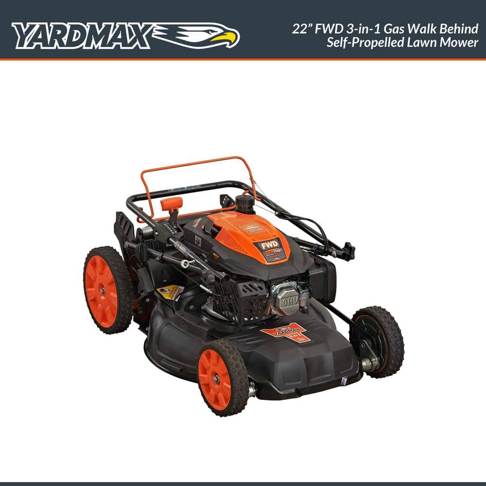 YARDMAX 22 in. 201 cc SELECT PACE 6 Speed CVT High Wheel FWD 3-in-1 Gas Walk Behind Self Propelled Lawn Mower