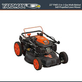 YARDMAX 22 in. 201 cc SELECT PACE 6 Speed CVT High Wheel FWD 3-in-1 Gas Walk Behind Self Propelled Lawn Mower