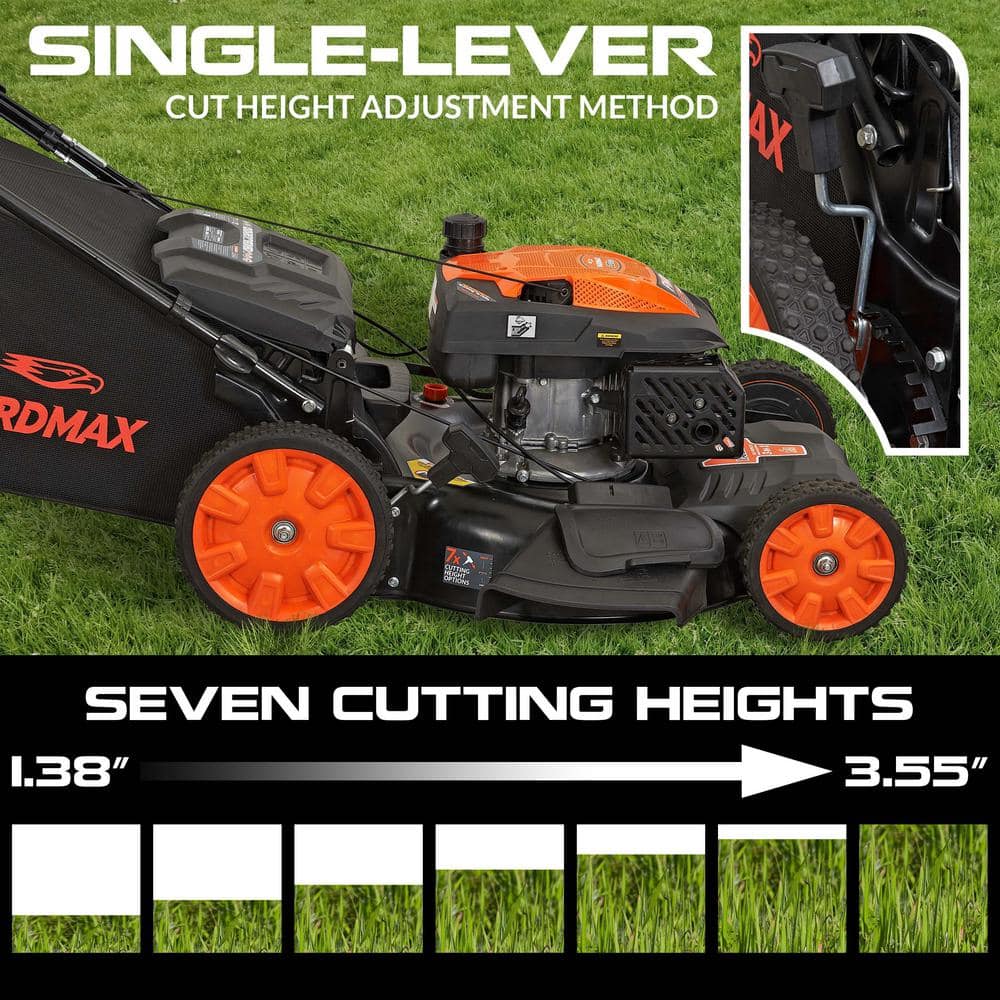 YARDMAX 22 in. 201 cc SELECT PACE 6 Speed CVT High Wheel FWD 3-in-1 Gas Walk Behind Self Propelled Lawn Mower