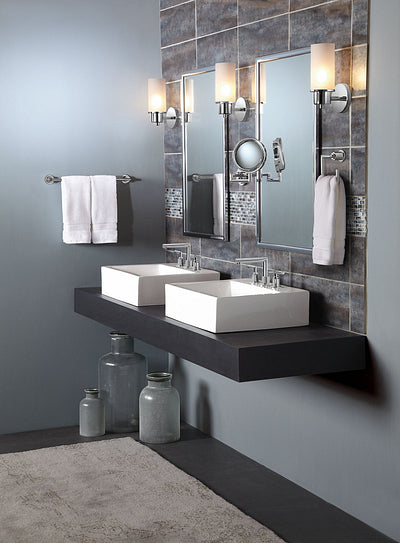 Moen Arris 13.85-in x 8.9-in Chrome Double-Sided Magnifying Wall-Mounted Vanity Mirror