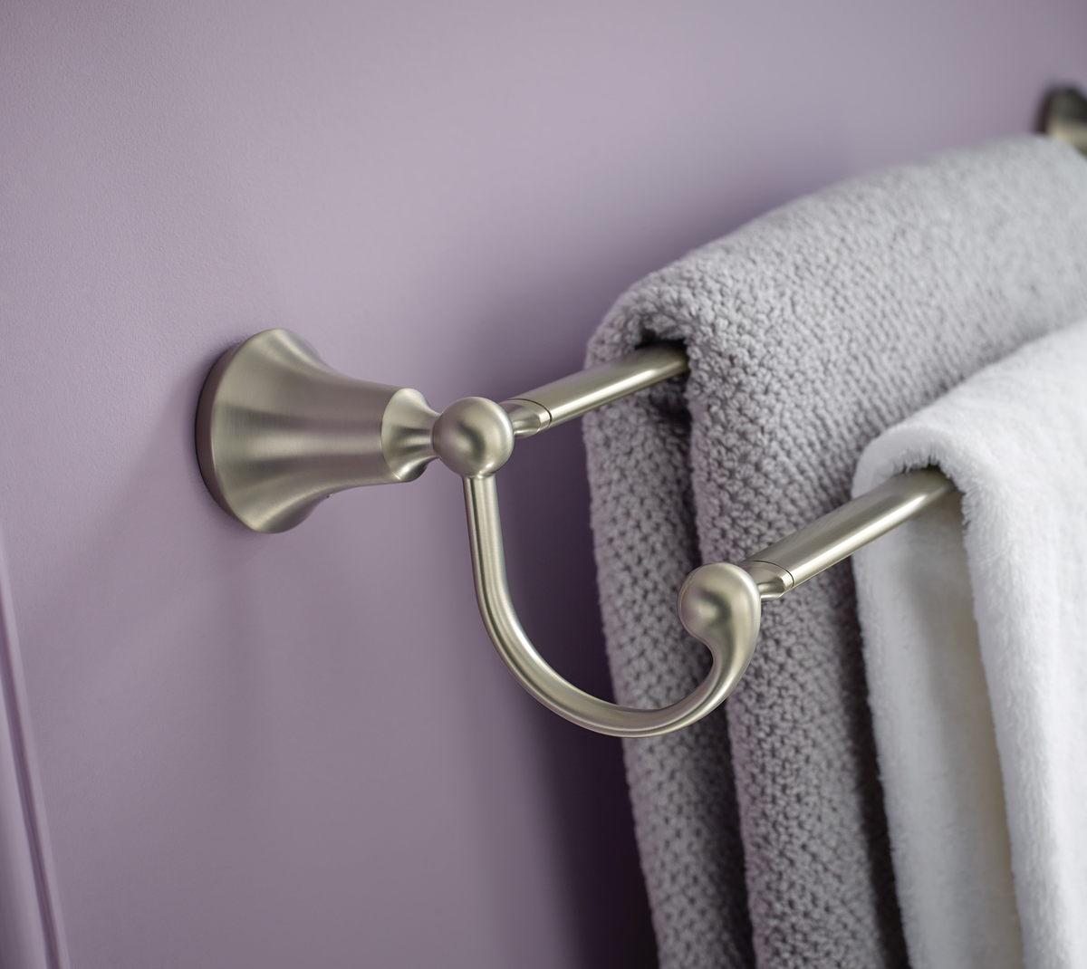 Moen Wynford 24-in Brushed Nickel Wall-Mount Double Towel Bar