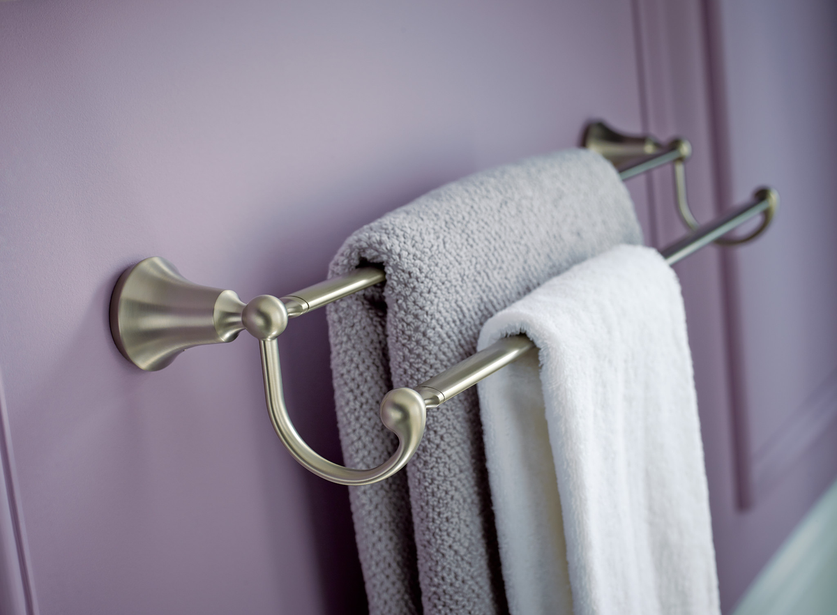 Moen Wynford 24-in Brushed Nickel Wall-Mount Double Towel Bar