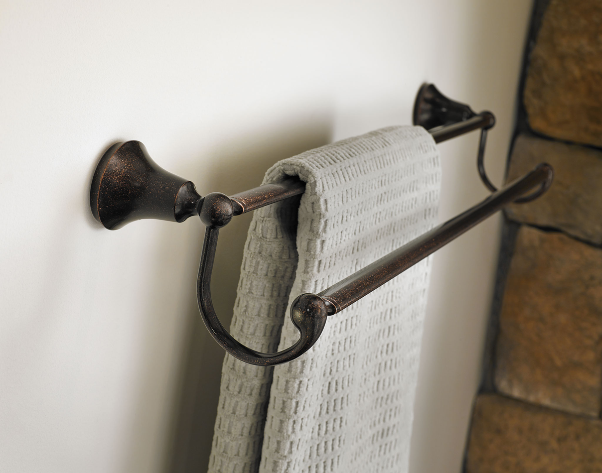 Moen Wynford 24-in Brushed Nickel Wall-Mount Double Towel Bar