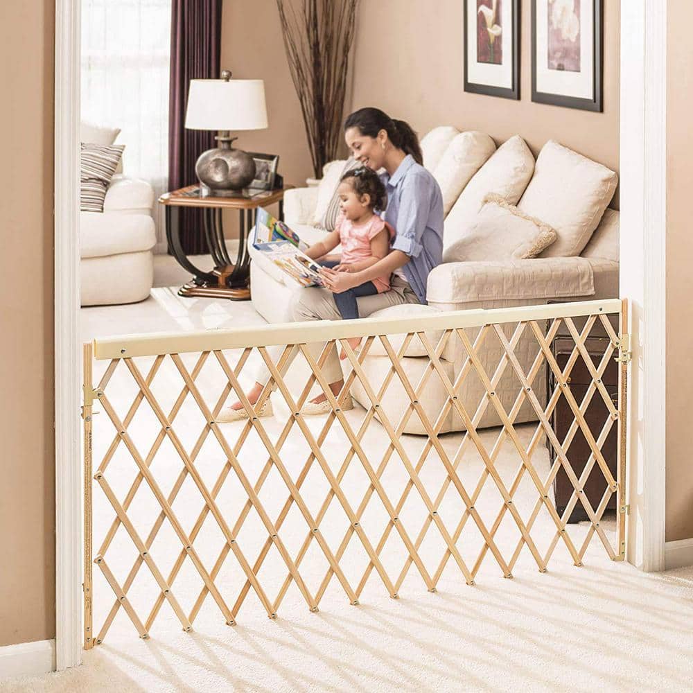 Angel Sar 24-36 in. x 29-32 in. Wood Room Divider Gate, Deck Gates for Pet Doorways