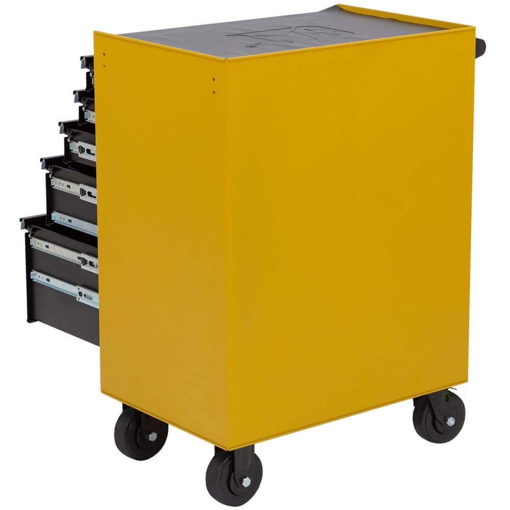 CAT Heavy-Duty 26 in. 5-Drawer Yellow 16-Gauge Steel Rolling Tool Cabinet with Keyed Locking System