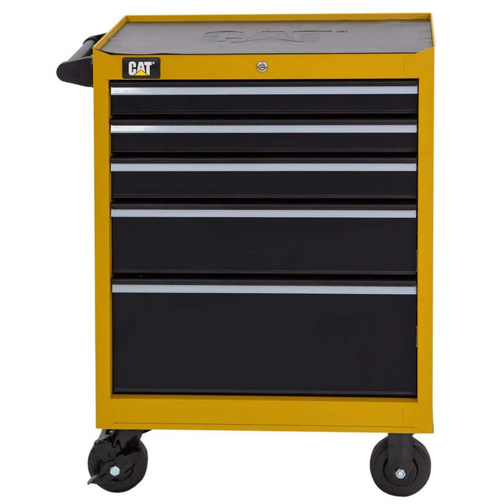 CAT Heavy-Duty 26 in. 5-Drawer Yellow 16-Gauge Steel Rolling Tool Cabinet with Keyed Locking System