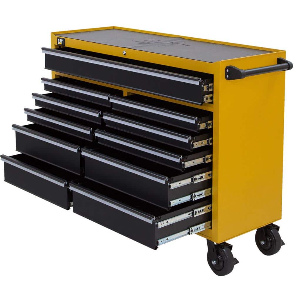 CAT Heavy Duty 52 in. W x 18 in. D 11-Drawer Yellow 16-Gauge Steel Rolling Tool Cabinet with Keyed Locking System