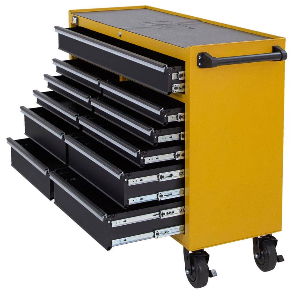 CAT Heavy Duty 52 in. W x 18 in. D 11-Drawer Yellow 16-Gauge Steel Rolling Tool Cabinet with Keyed Locking System