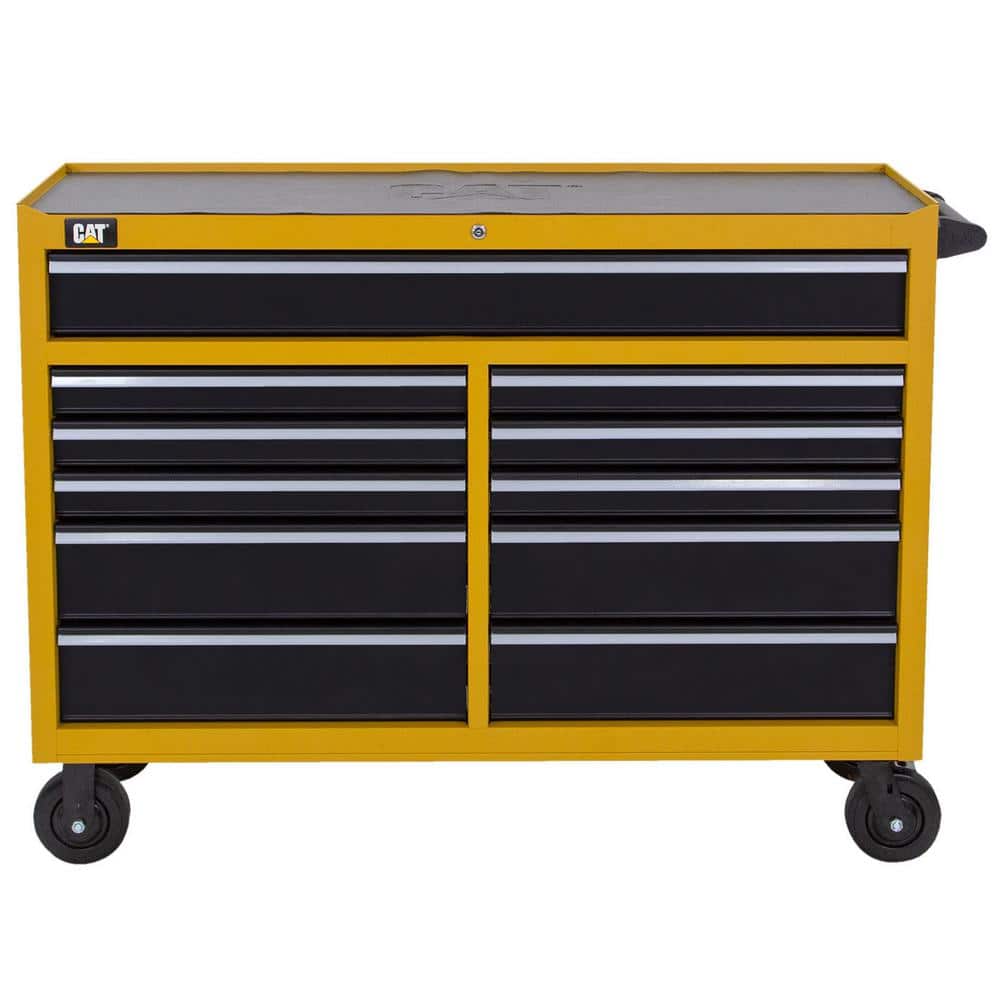 CAT Heavy Duty 52 in. W x 18 in. D 11-Drawer Yellow 16-Gauge Steel Rolling Tool Cabinet with Keyed Locking System