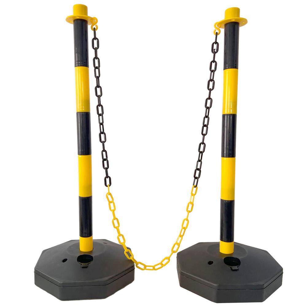 Tidoin 6-Pack Yellow 11.25 in. x 11.25 in. x 2.7 ft. Composite Fence Picket Post Cones with Fillable Base and 5 ft. Chain