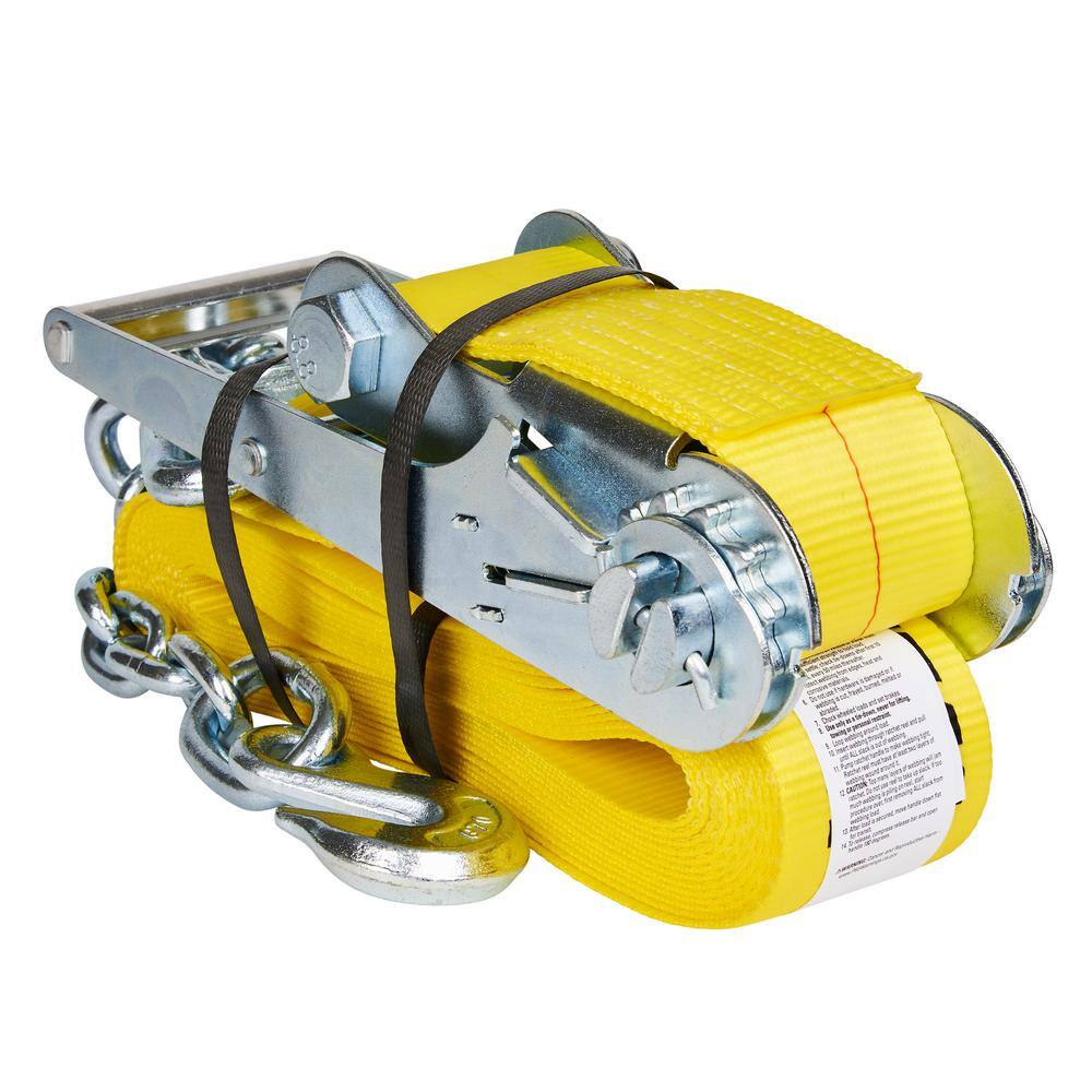 Keeper 30 ft. x 3 in. Ratchet Tie-Down with Chain Ends and Grab Hook, 5,000 lbs. WLL