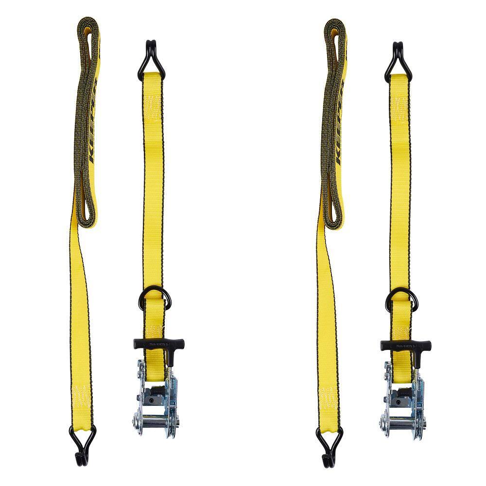 Keeper 1.25 in. x 14 ft. Side-Loading Ratchet Tie-Down Straps (2-Pack)