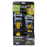 Keeper 1.25 in. x 14 ft. Side-Loading Ratchet Tie-Down Straps (2-Pack)