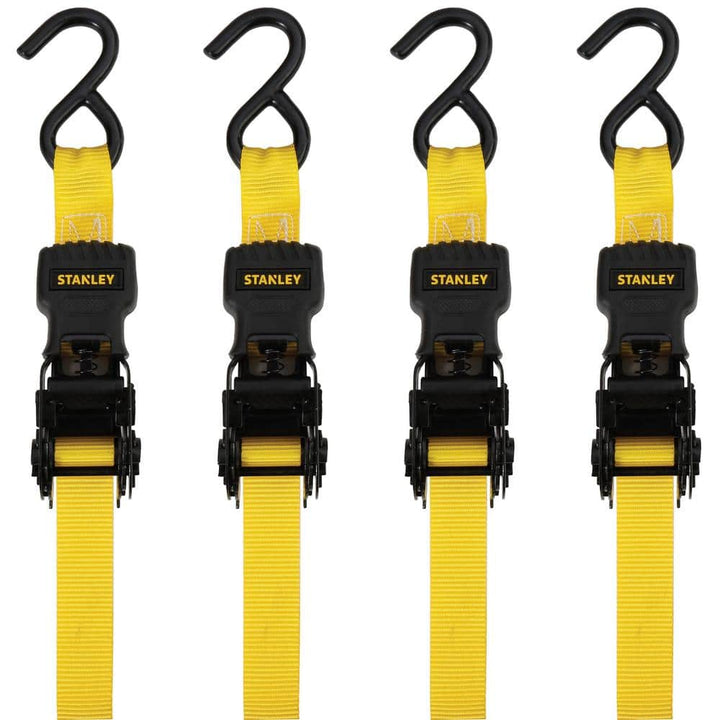 STANLEY 1 in. x 12 ft. Ratchet Straps, 1,500 lbs Break Strength (4-Pack)