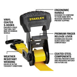 STANLEY 1.25 in. x 16 ft., 3000 lb Break Strength Ratchet Straps, 4-Pack