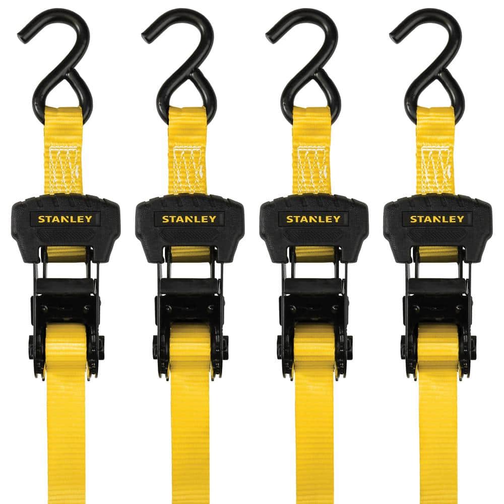 STANLEY 1.25 in. x 16 ft., 3000 lb Break Strength Ratchet Straps, 4-Pack