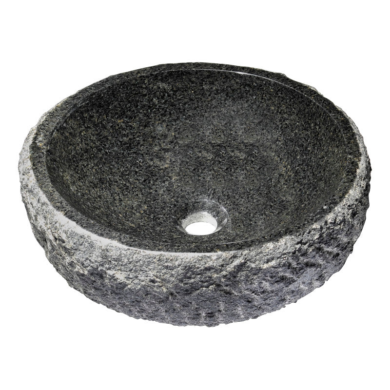 ANZZI Grahame Natural Stone Bathroom Vessel Sink, Mandy Black, 16.5 in. Dia x 5.5 in.